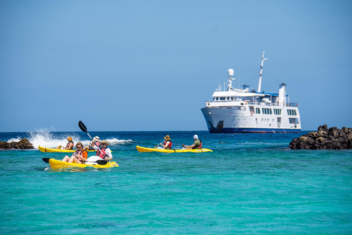 Kayaking on the turquoise waters of Galapagos
