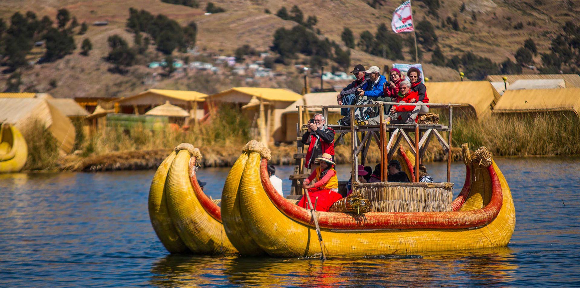 Sailing to Uros Island in Lake Titicaca, Peru