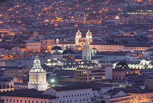 Quito's Old Town at night