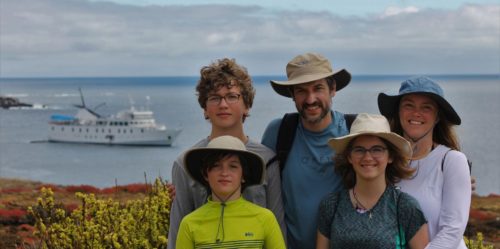 Family enjoying their visit to the Galapagos Islands