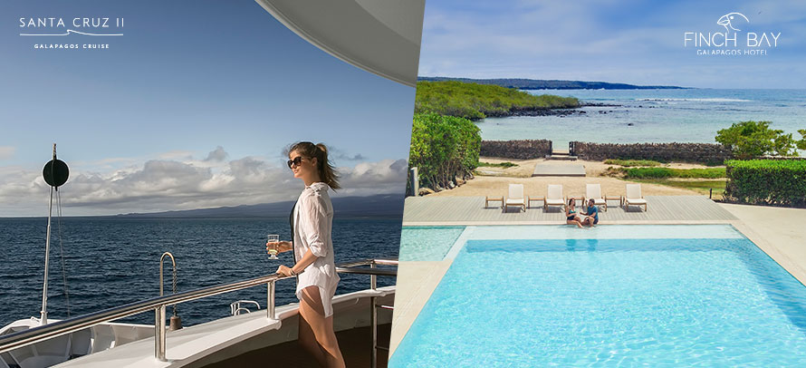 Nuestros barco y hotel de expedición en Galápagos: Santa Cruz II y Finch Bay Hotel