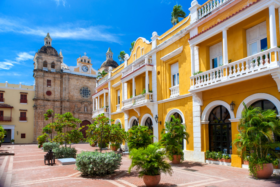 Colonial-style building in Cartagena, Colombia's Historic Center