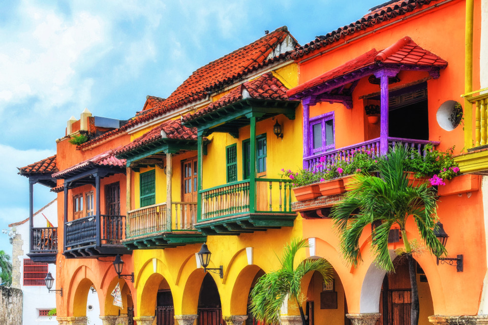 Colorful balconies in Cartagena's Old Town