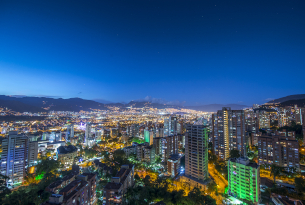 Panoramic View Of Medellin At Night