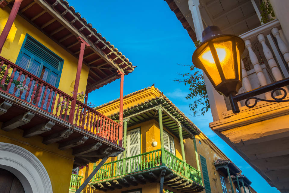 Cartagena's famous old town's colorful balconies