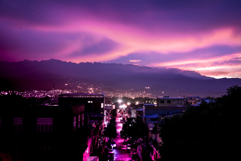 Beautiful sunset over Cali, Colombia