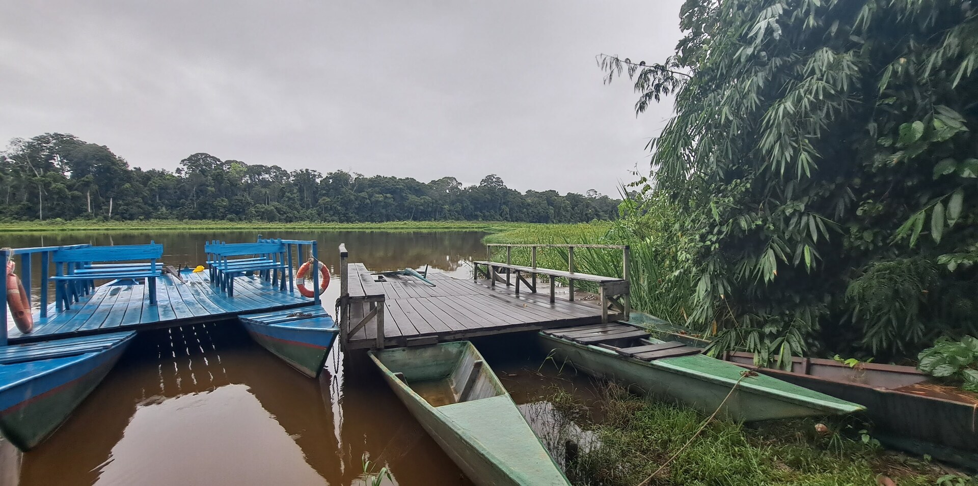 Small boat dock in the Peruvian Rainforest