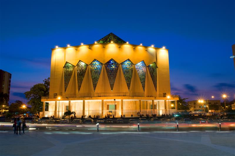 Night landscape of the Metropolitan Cathedral Maria Reina of Barranquilla 