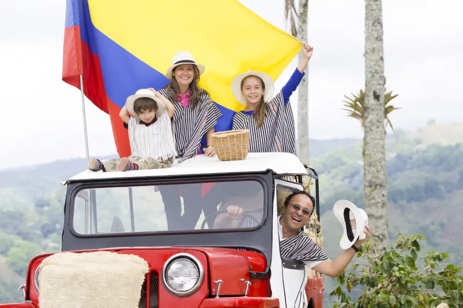 Family visiting the Coffee Triangle Region in Colombia